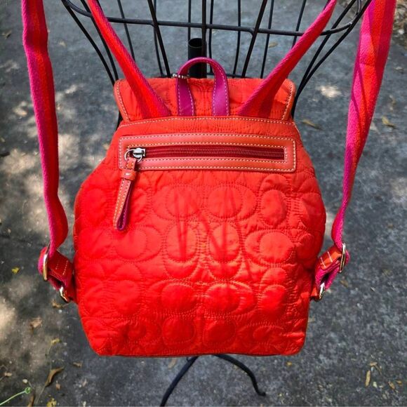 Coach Y2K Signature Quilted Drawstring Coral Mini Vintage Backpack. #5164 - Picture 5 of 13